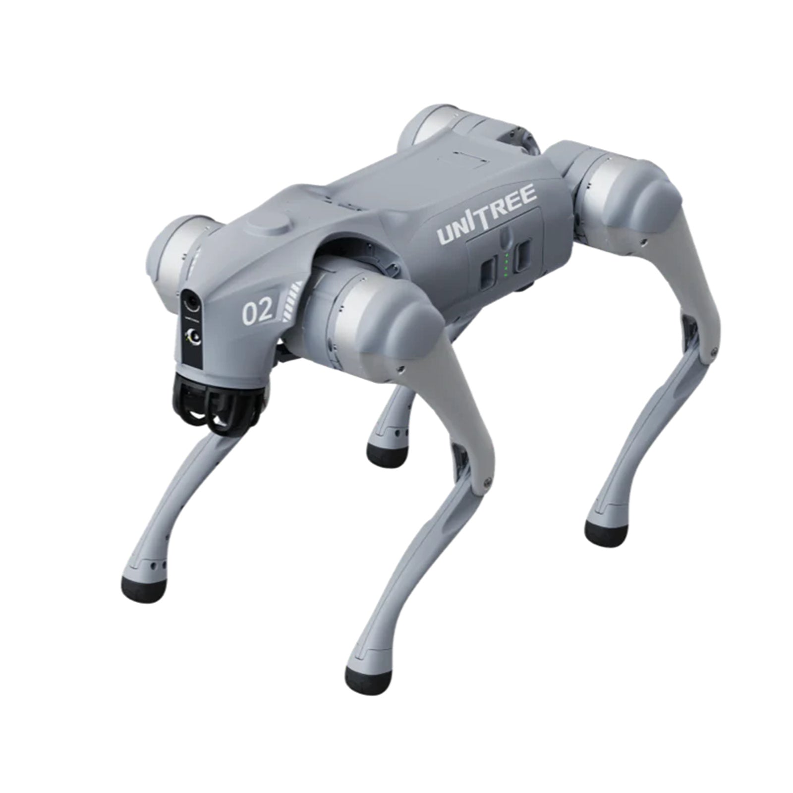 Unitree Go2 quadruped robot walking on gravel with 4D LiDAR sensor for industrial inspection